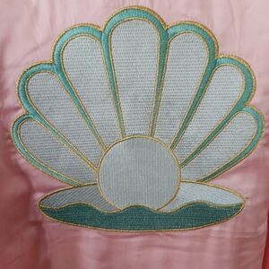 Pink and Green Bomber Jacket with Shell Design